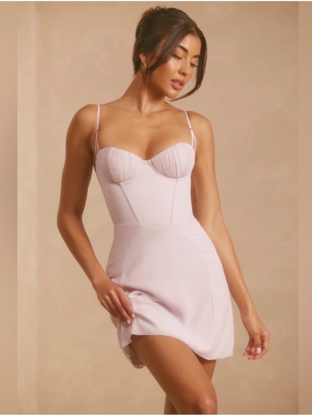 Oh Polly Elwira Georgette A-Line Corset Mini Dress in Lilac Size 2 New with tag